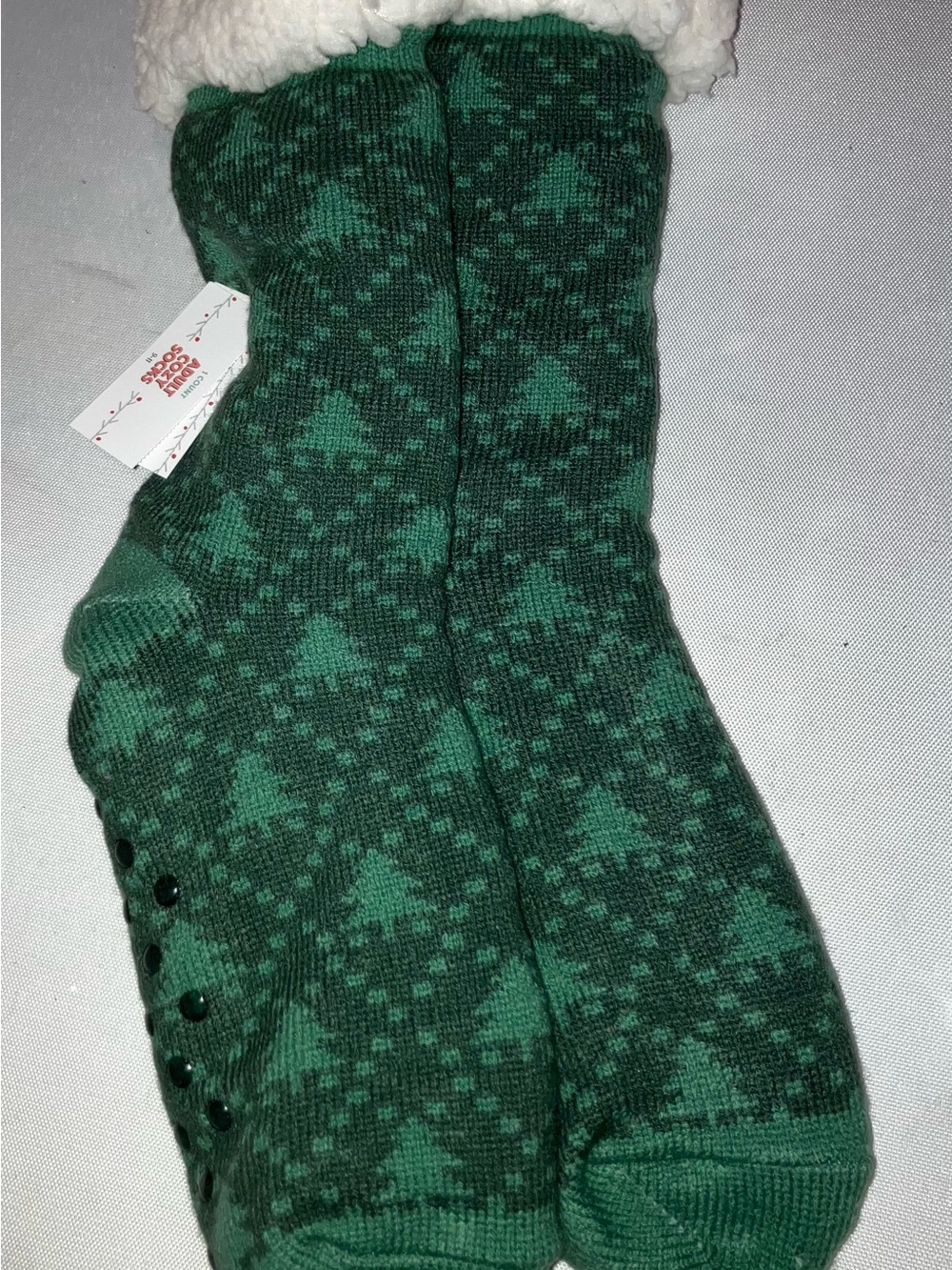 Women's Green Holiday Tree Pattern Cozy Socks